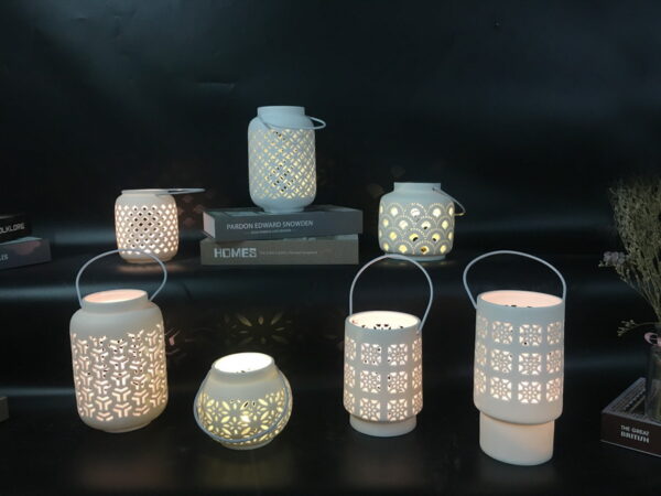 The porcelain lantern with handle, can add LED light if needed.