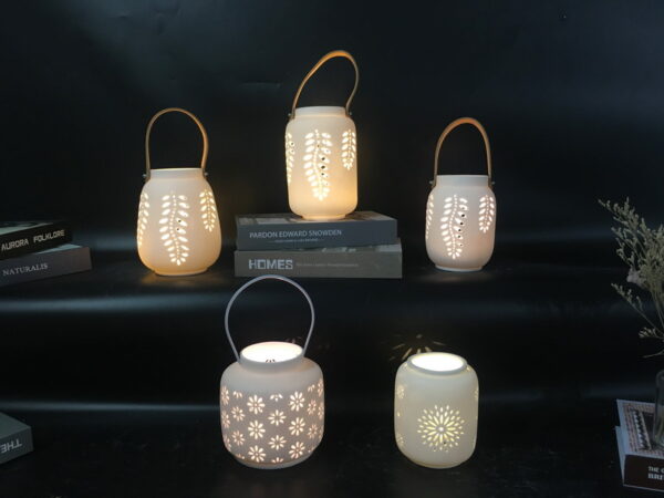 The porcelain lantern with handle, can add LED light if needed.