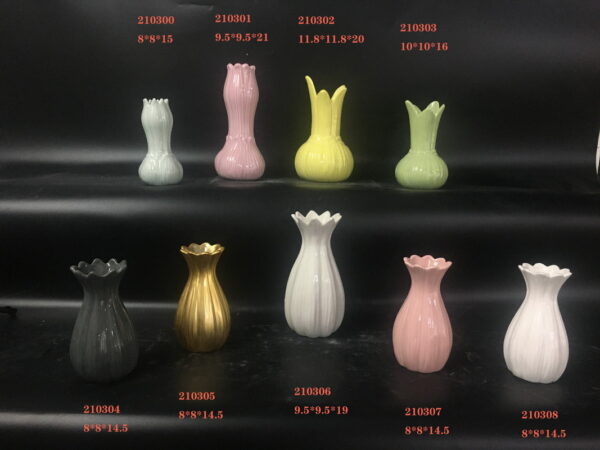 Porcelain different shapes flower vase spring colors