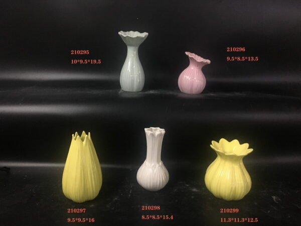 Porcelain different shapes flower vase spring colors